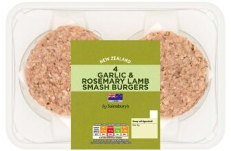 Sainsburys 4 x Garlic & Rosemary Lamb Smash Burgers 340g – Nectar Price