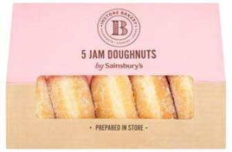 Sainsburys Instore Bakery Jam / Vanilla Custard / Sugared Ring Doughnuts x5 (Nectar Price)