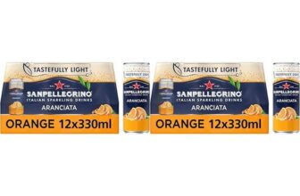 San Pellegrino Italian Sparkling Drinks Tastefully Light Sparkling Orange Canned Soft Drink 12 x 330ml 64k Cals per Can (Pack of 2)