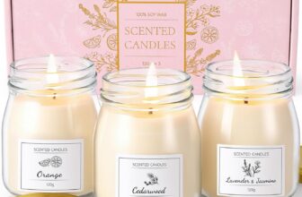 Scented Candles Gift Set, Soy Wax Candles of Lavender & Jasmine, Orange, Сеdarwood, 3 x 4.2oz 90 Hours Burn Time, Perfect Candles Gifts for Women, Birthdays, Christmas, Mothers Day, Valentines Day