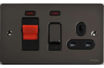 Schneider Electric Ultimate Flat Plate – Switched Cooker Control Unit (Black Nickle) – GU4201BBN
