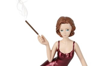 Sculptural Aromatherapy Statue Incense, Handcrafted Resin Aroma Statue Elegant Lady Incense Holder for Yoga Room Living Room Bedroom Home Decoration Women Statue Incense Stick Holder (Purple)