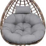 Seat Cushion for Hanging Chair, Waterproof Hanging Chair Cushion, Outdoor Egg Hanging Chair Cushion, Comfortable Swing Cushion with Removable Headrest & Ties, Home Garden