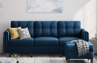 Sectional Sofa with Ottoman Reversible 3-Seater Chaise Lounge – Velvet Blue