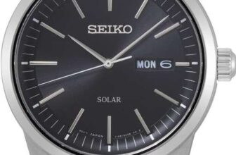 Seiko Solar Mens Quartz Watch Stainless Steel with Stainless Steel Strap, 100m with Sapphire crystal