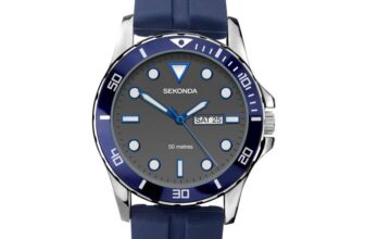 Sekonda Mens 43mm Balearic Analogue Sports Watch with Day Date Window, Fixed Bezel Rubber Strap, Model: 1702 – W/ voucher