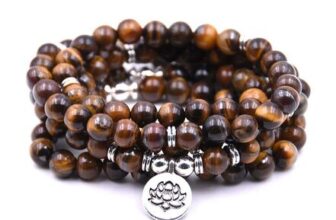 Self-Discovery 108 Natural Beads Mala Yoga Bracelet with Lotus Charm
