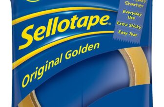 Sellotape Original Golden, Multi-Purpose Clear Tape for Household Objects, Clear Packing Tape for Sticking Envelopes or Cards, Easy Starter & Easy Tear Packaging Tape, 18mm x 66m