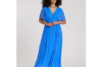 Sequin Detail Button Detail Maxi Dress