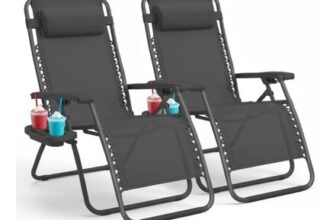 Set of 2 Heavy Duty Zero Gravity Chairs Garden Recliners