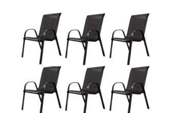 Set of 6 Outdoor Garden Patio Textilene Furniture Chairs in Black
