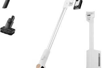 Shark Clean & Empty Cordless Vacuum Cleaner with Auto-Empty System, Lightweight Anti Hair Wrap Vacuum with Pet & Crevice Tools, 40 Mins Run-Time, Charging Dock, LED Headlights, White/Blue, BU3521UK