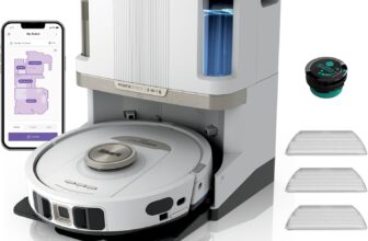 Shark PowerDetect Robot Vacuum and Mop with 60-Day Self-emptying and Cleaning Base – 3D LiDAR Navigation – Wi-Fi / App – 3 Anti-microb Pads, 1 Odour Cartridge and 2 Brushes Incl. – White