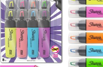 Sharpie Highlighters Clear View Highlighter Pens with See-Through Chisel Tip Assorted Fluorescent Ink Colours 8 Count