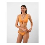 Shell Embossed Tie Bikini Top Orange