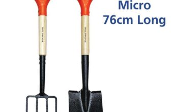 Shovel & Garden Fork Set Micro 76cm Long For Digging Soil Hardened Fork Heads Blades Wooden Shaft – Sold by VORX / FBA