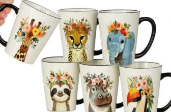 Signature Housewares Stoneware Hipster Animal Mugs, 483ml, 6 Pack