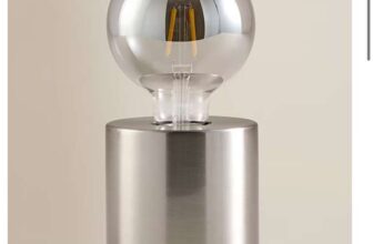Silver-Tone Metal Bulb Battery Table Lamp – Free C&C