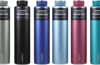 Sistema Hydrate Stainless Steel Water Bottle 280ml BPA-Free Double Wall Vacuum Insulated Keeps Liquid Hot & Cool – Assorted Colours