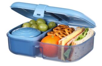 Sistema Ocean Bound Plastic Bento Box 1.1 L Lunch Box with Yoghurt/Fruit Pot and Compartments