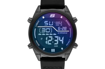 Skechers Kentwood Mens Digital Dial Black Silicone Strap Watch