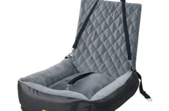 Skylos Dog Booster Car Seat Travel Carrier Plush Bed Grey