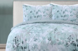 Sleepdown Botanical Leaves Floral Green Reversible Duvet Cover Quilt Pillow Cases Bedding Set Soft Easy Care – King (230cm x 220cm)