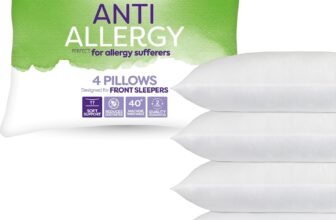 Slumberdown Anti Allergy Pillows 4 Pack – Allergy UK Approved Front Sleeper Soft Pillows for Allergy Sufferers Anti Bacterial Soft Touch Cover, UK-Made & Washable (48 x 74cm)