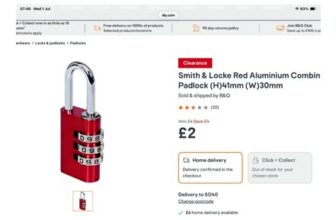 Smith & Locke Red Aluminium Combination Padlock (H)41mm (W)30mm