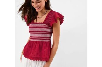 Smocked Broderie Top Red