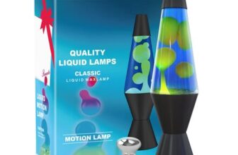 Soarling Liquid Motion Lamp, Dark Blue with Yellow Wax