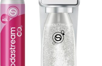 SodaStream ART Sparkling Water Maker, Soda Maker Starter Kit, Includes 1 Quick Connect 60L CO2 Gas Cylinder and 1 Dishwasher Safe BPA Free Bottle, Make your own Pepsi, White
