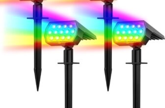 Solar Color Changing Lights Outdoor, Multi-Color RGB Landscape Spotlight, IP65 Waterproof Solar Powered Garden Lights, Solar Spot Lights for Pathway Tree Garden Halloween Christmas, 4 Pack