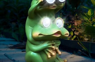 Solar Frog Statues, Waterproof LED Frog Garden Ornaments, Solar Animal Statue Garden, Frogs Figurine with Glowing Telescope for Gardens, Patio, Balcony, Yard, Birthday Gifts