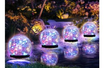 Solar Globe Lights Outdoor Waterproof Cracked Glass Balls 4-Pack Multicolor