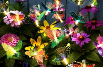 Solar Lights Outdoor Garden, Butterfly Solar Swaying Lights, Outdoor Garden Light Waterproof for Pathway, Yard, Patio Decoration(4 Pack,Warm White)