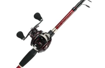 Sougayilang Baitcasting Fishing Set Carbon Fibre Rod, 7.2:1 Reel, Red 1.8m Sougayilang Fishing Tackle