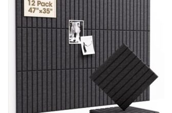 Soundsbay Acoustic Wall Panels, Self-Adhesive, 12-Pack, Black, 30x30x0.9cm