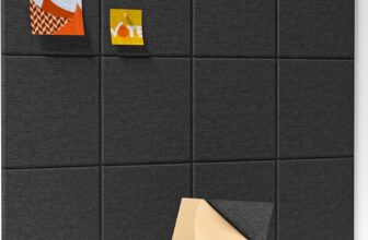 Soundsbay Large Cork Board, 120x90cm Felt Wall Tiles Self-Adhesive, 12 Pack Bulletin Board, Pin Board for Walls Office Home Classroom Decor