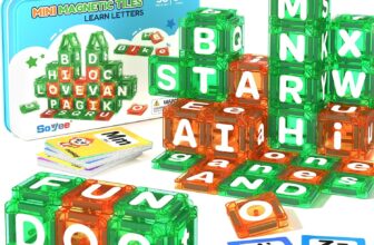 Soyee Magnetic Letter Tiles Learning Set for Kids Ages 3-12 Double-Sided Uppercase & Lowercase, Magnetic Alphabet Letters, Educational Toy, Preschool STEM Learning, Classroom Resources