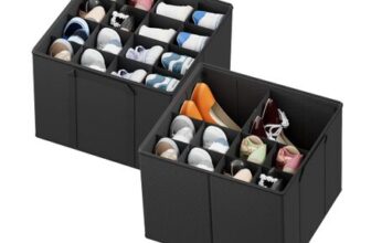 SpaceAid Shoe Organizer for Closet, 2 Pack Foldable Shoe Storage
