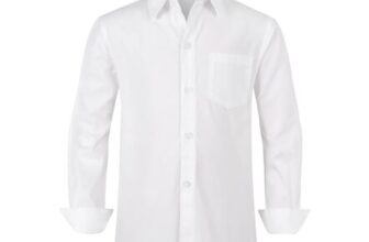 Spring&Gege Boys Long Sleeve Dress Shirt Poplin White 122cm