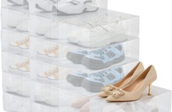 Stackable Shoe Storage Boxes with Lids, Clear Plastic Boot & Shoe Boxes Organiser for Wardrobe Storage, Durable Closet Shoe Organiser System for Trainers, Boots (20PCS)