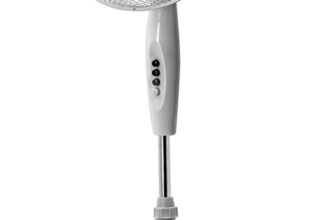 Status IONOS 16 Standing Pedestal Fan, 3 Speed with Adjustable Angle & Height, Powerful Breeze for Home & Office, White (ION16STANDFN1PB)