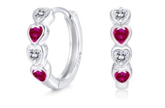 Sterling Silver Heart Huggie Earrings for Girls, Nickel Free