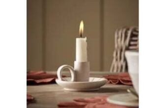 Striped Dinner Candle Holder – Cinnamon
