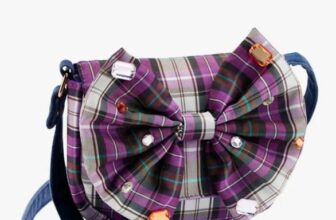 Stych Kids Check Bow Cross Body Bag, Purple