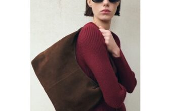 Suede Shoulder Bag with Stitching