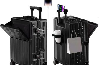 Suitcase Carry-on Luggage Spring-Summer Travel Airline Approved with TSA Lock 360 Wheel PC Hard Shell and Aluminum Frame Pressure-Resistant (Black, 24)
