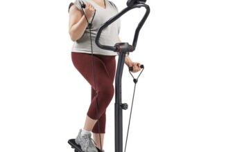 Sunny Health & Fitness Mini Steppers for Exercise at Home, Stair Step Machine with Resistance Bands for Full Body Cardio Equipment